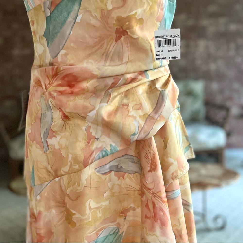 Bardot Kalani Yellow Floral Hi Low Midi Dress 8 NWT Cocktail Party - Picture 5 of 16
